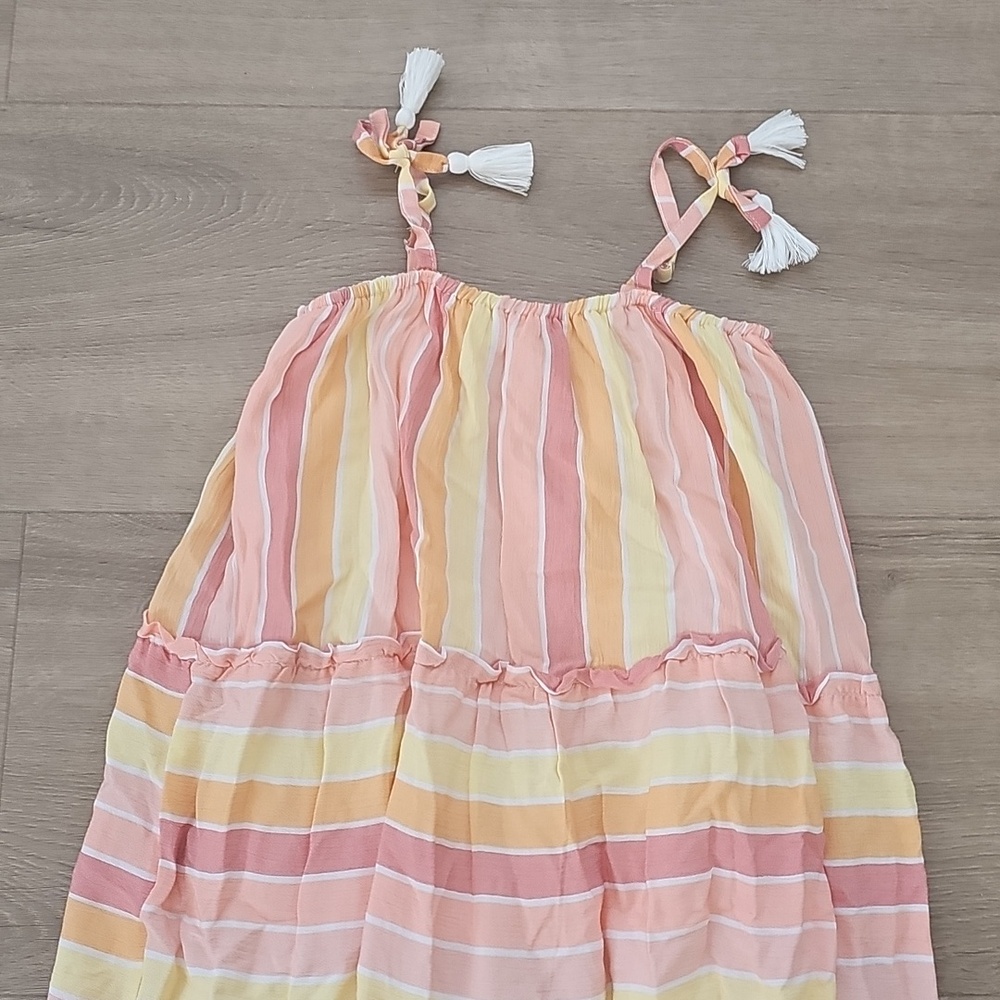 Jessica Simpson Pink and Yellow Striped Kids Dress Size 8 - Picture 2 of 6